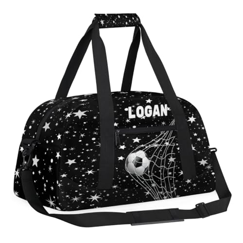 Custom Gym Bag Soccer Sports Bag, Soccer Goal Stars Pattern Black | Personalized Named Practice Travel Overnight Training Bag - color: Color 15