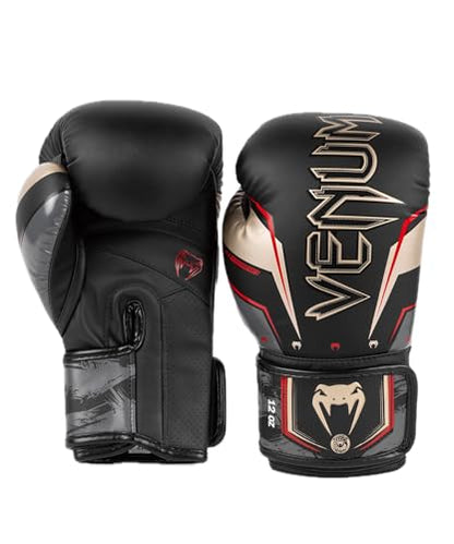 Venum Elite Evo Boxhandschuhe - color: Black/Gold/Red, size: 12 oz