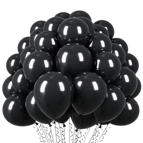 Voircoloria 110pcs Black Balloons 12inch Matte Black Latex Party Balloons for Graduation, Wedding, Birthday, New Year, Baby Shower, Anniversary, Holiday Party Decorations - color: 04 Black, size: 12 inch - 110pcs