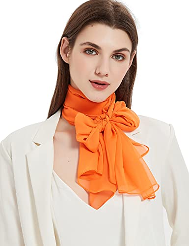 PANTONIGHT Long Chiffon Sheer Scarf For womens - color: 064 Plain Orange