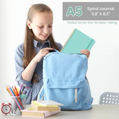 CICPAP Lined Spiral Journal Notebook, A5 College Ruled Notebook for Journaling, Note-Taking, and Daily Planning, Durable Hardcover with an Elegant Design, Seafoam - color: G.Seafoam