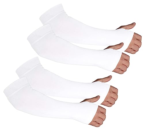 Arm Protector Sleeves for Elderly Thin Skin, Bruising, Sun Protection, Men, Women - color: White | 2 Pair, size: Small