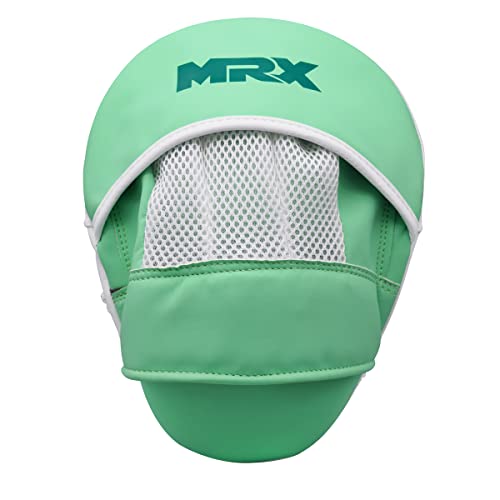 MRX Gel Tech Boxing Hook & Jab Pads MMA Focus Punching Mitts Training Thai Kick Strike Shield Curved Black/White - color: Sea Green