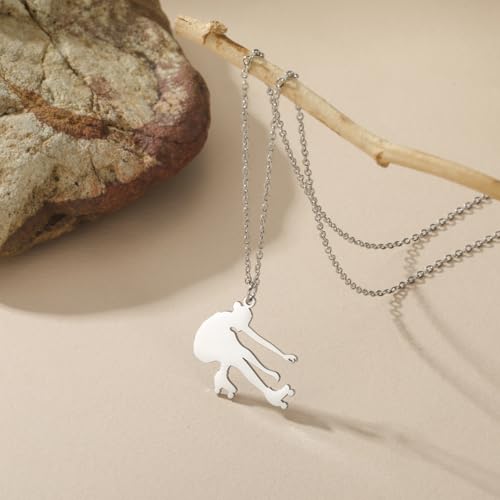 Dreamtimes Ice Skater Necklace Skating Charm Sports Pendant Necklace Ice Skating Sport Pendant Necklace Inspirational Jewelry for Women Skate Lover - color: Silver-2