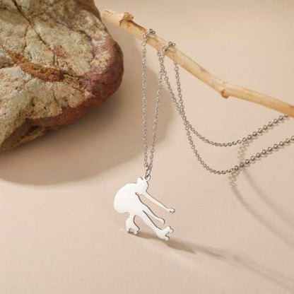 Dreamtimes Ice Skater Necklace Skating Charm Sports Pendant Necklace Ice Skating Sport Pendant Necklace Inspirational Jewelry for Women Skate Lover - color: Silver-2