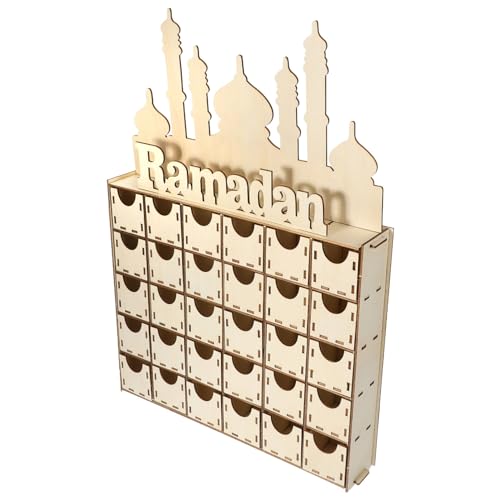 Ramadan Advent Calendar Wooden Decoration Countdown Calendar for Home Decor Eid Mubarak Tabletop Ornament Meticulously Carved for Festive Atmosphere
