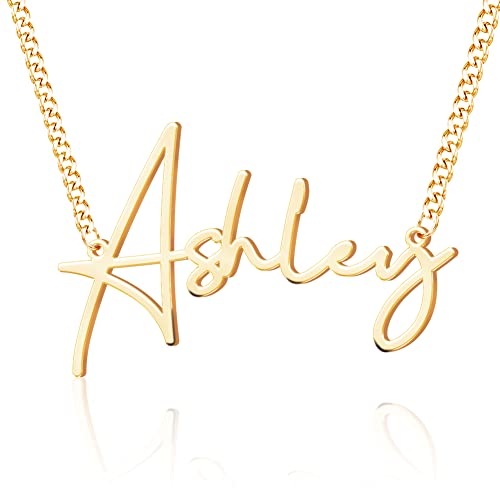 Custom Name Necklace, 18K Gold Plated Nameplate Personalized Jewelry Gift for Women - color: Style-07