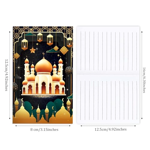 OXYLIPO 24Pcs Ramadan Mini Pocket Notepads - Moon, Mosque, and Star Pattern Lined Memo Notebooks for Eid Mubarak Party Gifts, School Classroom Rewards, Daily Memo Jotting, Islamic Holiday Activities