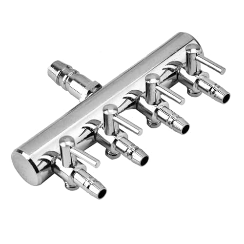 Aquarium Air Valve, Air Splitter Aquarium Tubing Connectors, Steel Aquarium Air Pump Accessories, Aquarium Aalve Aplitter for Fish Tank Air Pumps (8 to 4mm Four-Hole Splitter Head) - size: 8 to 4mm four-hole splitter head