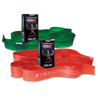THERABAND CLX Resistance Band with Loops, Fitness Band for Home Exercise and Workouts - color: Red/Green - Medium/Heavy