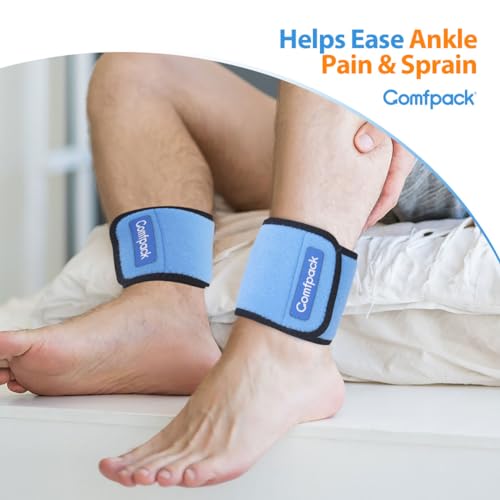 Comfpack 2 Packs Cold Therapy Wrap for Pain Relief, Reusable Gel Ice Packs for Foot Plantar, Wrist, Ankle, for Sprains, Muscle Pain, Bruises, Injuries, Blue - size: Blue, style: 2 Sleeves + 2 Gel Packs