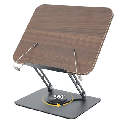 Book Stand for Reading, Multi-Angle & Height Book Holder with 360° Swivel Base, Lightweight Foldable Cookbook Stand for Kitchen, Office, Textbook, Recipe, Music Scores, Kindle, Tablet