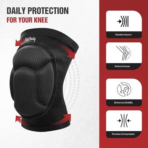 Protective Knee Pads for Men, Women & Kids – 1 Pair Thick Foam Cushioned Pads for Volleyball, Dance, Gardening, Wrestling & Kneeling – Durable Protection for Work & Sports (M: 15.5–21.5") - size: M: 15.5–21.5"