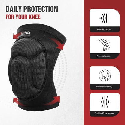 Protective Knee Pads for Men, Women & Kids – 1 Pair Thick Foam Cushioned Pads for Volleyball, Dance, Gardening, Wrestling & Kneeling – Durable Protection for Work & Sports (M: 15.5–21.5") - size: M: 15.5–21.5"
