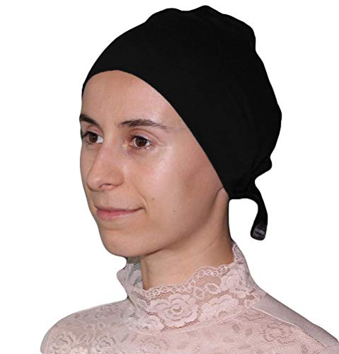 Aker Women's Plain Solid Jersey Islamic Hijab Bonnet Muslim Scarf Cap Bone Underscarf - color: Black
