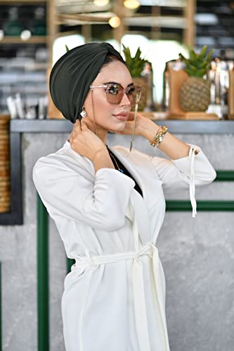 para life Knot Turbans for Women, Breathable Instant Turban|Standard Size Cotton|Pre-tied Scarf, Hijab Cap&Undercap - color: Khaki