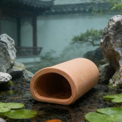 2pcs Aquarium Plecos Cave, Clay Fish Spawning Cave Fish Tank Ornaments for Shrimp Shelter Breeding Tube Hiding Rest and Play