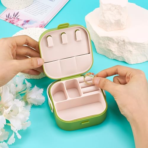 Silicone Jewelry Boxes Present Box,PU Leather Travel Jewelry Case,Mini Jewelry Box Travel Jewelry Box Jewelry Gift Boxes Necklaces Earrings Bracelets Boxes for Women,Green Yellow - color: Green Yellow