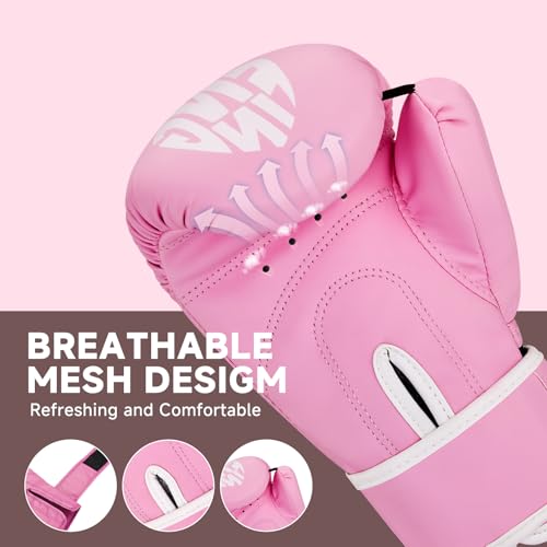 Kids Boxing Gloves, Youth Boxing Training Gloves for Kids Boys and Girls, 4oz & 6oz Fighting Gloves, Punching Bag Kickboxing Thai Mitts MMA Training Sparring Gloves - color: Pink, size: 4oz