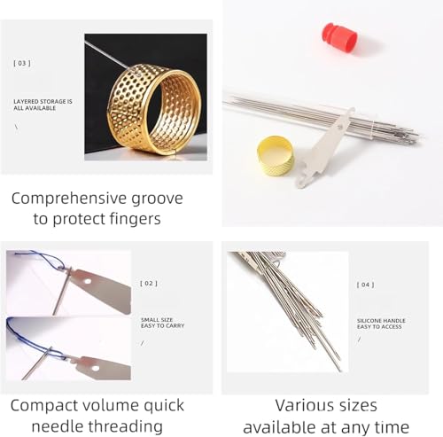 37Pcs Sewing Tool Set,Big Eye Steel Sewing Needles Kit, Includes 25 Needles, Seam Ripper, Beginner Sewing Work Set, Sewing Needle Set