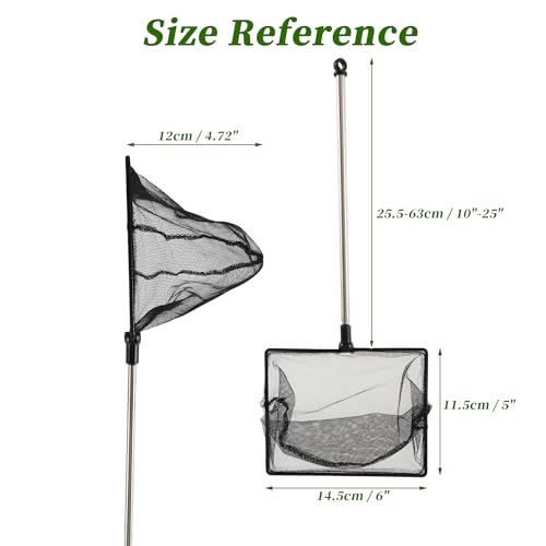 Fish Tank Net, Fine Mesh Aquarium Fish Net, Long Handle Fish Net, Stainless Steel Extendable Handle, Square Aquarium Cleaning Net for Aquarium Accessories - size: 6 inch