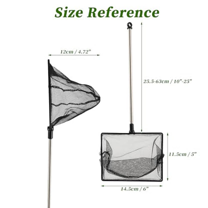 Fish Tank Net, Fine Mesh Aquarium Fish Net, Long Handle Fish Net, Stainless Steel Extendable Handle, Square Aquarium Cleaning Net for Aquarium Accessories - size: 6 inch