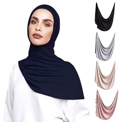 Slip-on Instant Premium Jersey Hijab Head Scarf Wrap for Muslim Women Made in Turkey - color: Navy Blue, size: Pack of 1