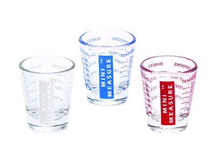 Kolder Mini Measure Multi-Purpose Shot Glass, Heavyweight Glass, Patriotic Red White And Blue, 3-Piece Set, For Liquid And Dry Ingredients And Precise Recipe Prep - color: Red, White and Blue, size: Set of 3