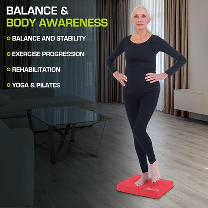 ProsourceFit Exercise Balance Pad, Non-Slip Cushioned Foam Mat & Knee Pad for Fitness and Stability Training, Yoga, Physical Therapy - color: Red, size: L - (15.5" x 12.75")