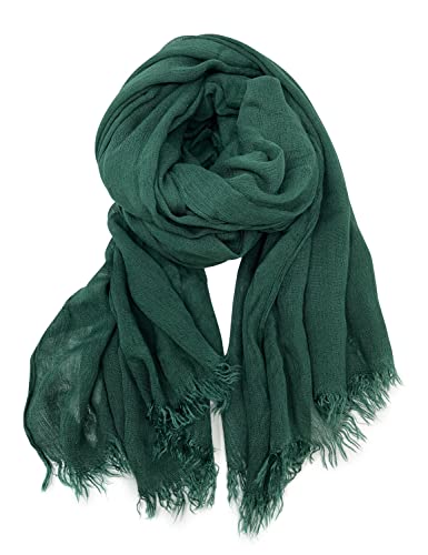 Txameru Hijab Scarf for Women - Muslim Rayon Crinkle With Fringe Edge - color: Dark Blue Gray
