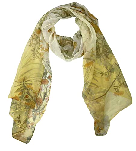 Xyueanlo Scarfs for Women Lightweight Scarves Fashion Print Floral Pattern Scarf Shawls - color: F-yellow