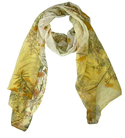 Xyueanlo Scarfs for Women Lightweight Scarves Fashion Print Floral Pattern Scarf Shawls - color: F-yellow