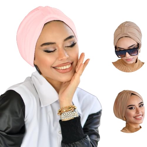 Para Life Turban With Band - Women's Hijab & Hair Wraps - Instant Hijab Cap - color: Powder