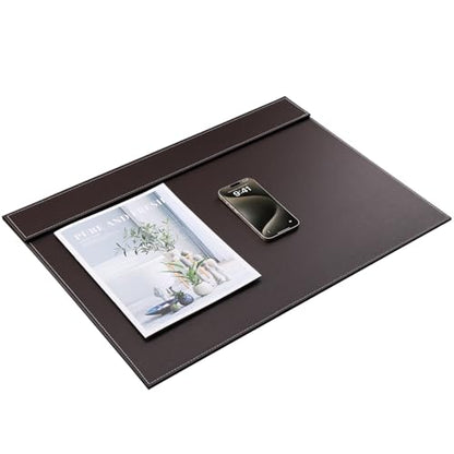 Ultra-Smooth PU Leather Desk Pad & Mat Office Desk Drawing & Writing Board A3/ A4 File Paper Clip Table Protector Mat on Top Large 24''x18'' (Brown) - color: Brown-a006