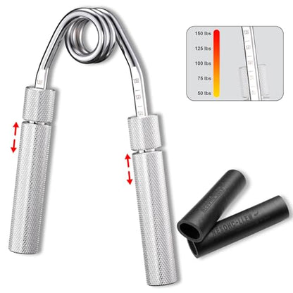 Adjustable Hand Grip Strength Trainer, Full Aluminum Alloy Handle, Grip Strength Adjustable Range 50-150 lbs