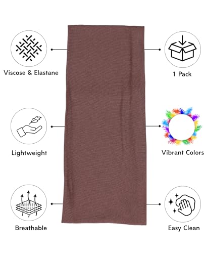 Prien Women Cotton Hijab Cap, Stretchy Head Cover, Pre-Sewn Inner Muslim Scarf Undercap, Non Slip Headband for Daily Wear - color: Brown