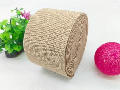 Khaki Wide Knit Elastic Band for Sewing 3 inch 5yards Double-Side Twill Woven Elastic Heavy Stretch Elastic Spool Band for Sewing Pants Waist-Wigs-Skirts-Craft-DIY Projects - color: Khaki #27