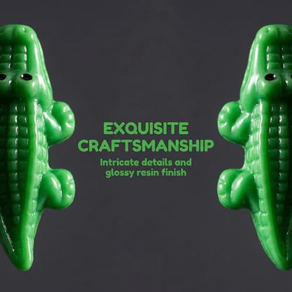 COMINGOIN Mini Resin Crocodiles, 100 Pcs Tiny Green Alligator Mini Sculptures, Miniature Reptile Figurines for Fairy Garden, Succulent Pot, Moss Terrarium, Beach Diorama - style: Cute