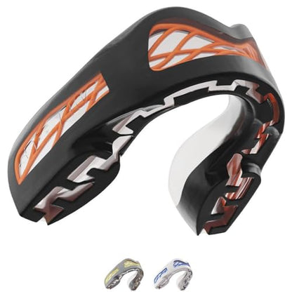 SAFEJAWZ Mouth Guard, Triple Layer Mouthguard Adults with Case, Easy Fit Remoldable Premium Mouthpiece for Football, Boxing, Lacrosse, MMA, Basketball & All Contact Sports (Adult 12+ Years, Black) - color: Black