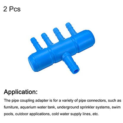 uxcell 2Pcs 8mm to 5.5mm 4 Ways Air Line Tubing Splitter Connector Fish Tank Oxygen Pipe Air Tubing Adapter for Aquarium, Blue - style: 4 Ways