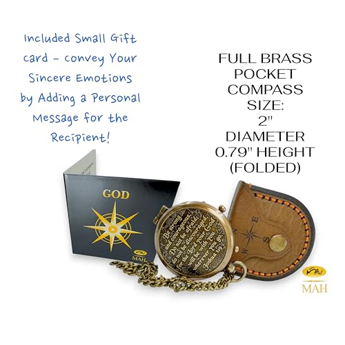 Bible Verse Brass Compass – “Be Strong and Courageous” (Joshua 1:9) | Christian Gift for Graduation, Baptism, Confirmation – Religious Keepsake for Boys, Girls, Teens, Men, Pastors & Church Events - style: Be Strong – Edition 1