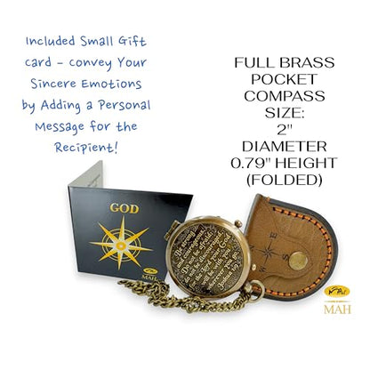 Bible Verse Brass Compass – “Be Strong and Courageous” (Joshua 1:9) | Christian Gift for Graduation, Baptism, Confirmation – Religious Keepsake for Boys, Girls, Teens, Men, Pastors & Church Events - style: Be Strong – Edition 1