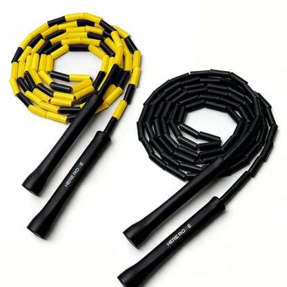Adjustable Beaded Jump Rope For Adults, Kids, Hererope 10 ft Beaded Jump Rope With Unbreakable Handles & Shatterproof Beads for Enhanced Fitness Training - color: Yellow