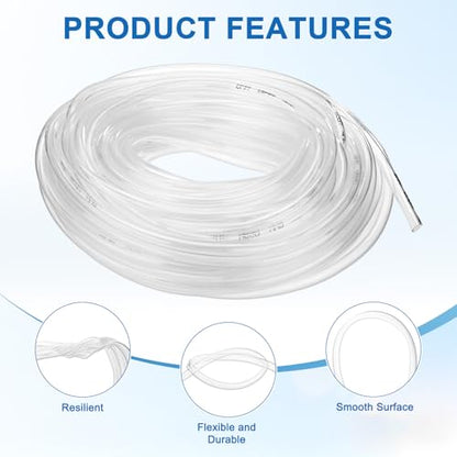 M METERXITY Vinyl Tubing 1/4" ID x 5/16" OD 100ft Flexible Plastic Tube with 2 Hose Ties, Lightweight Hybrid PVC Hose for Water Gardening/Airline/Aquarium Tubing [Clear] - size: 1/4" ID x 100ft