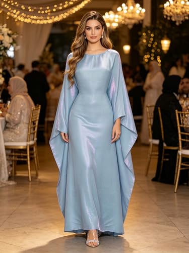 Shinsto Women Satin Prayer Dress Kaftan Robe Musulmane Femme Flashy Gown Luxury Party Wear Nightclub Outfit - color: Green, size: 2