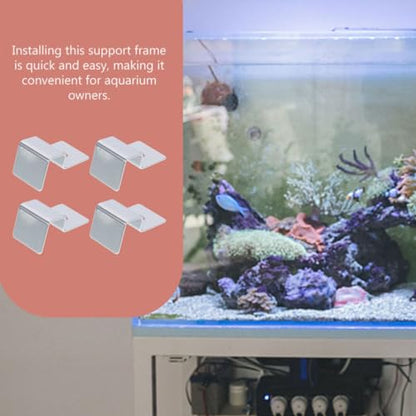 POPETPOP 4pcs Heavy Duty Stainless Steel Fish Tank Glass Cover Bracket Support for Aquarium Lid Holder Resistant for Thick Glass Aquariums