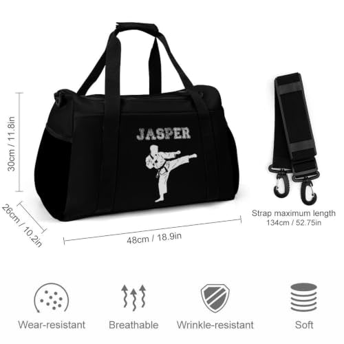Custom Name Taekwondo Karate Duffle Bag,Personalized Martial Arts Gear Bag for kids Boy Girls,Water-Resistant Sparring Equipment,Black Taekwondo - color: Taekwondo Karate-02
