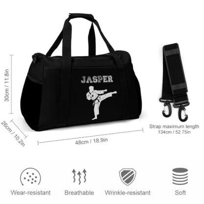 Custom Name Taekwondo Karate Duffle Bag,Personalized Martial Arts Gear Bag for kids Boy Girls,Water-Resistant Sparring Equipment,Black Taekwondo - color: Taekwondo Karate-02