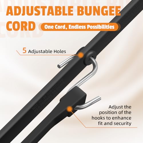 HOXWELL Adjustable 31" Rubber Bungee Cords with Hooks, EPDM Bungee Cord with 150% Max Stretch, Heavy Duty Bungee Straps for Securing Tarps, Canvases, Cargo, Motorcycle, Weatherproof, Pack of 10 - size: Adjustable 31 inch (Pack of 10)