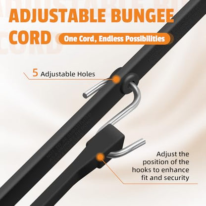 HOXWELL Adjustable 31" Rubber Bungee Cords with Hooks, EPDM Bungee Cord with 150% Max Stretch, Heavy Duty Bungee Straps for Securing Tarps, Canvases, Cargo, Motorcycle, Weatherproof, Pack of 10 - size: Adjustable 31 inch (Pack of 10)